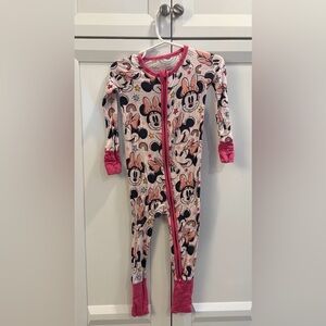 Little Sleeps Disney Minnie Mouse Forever Zip Zippy Pajamas 12-18M Bamboo